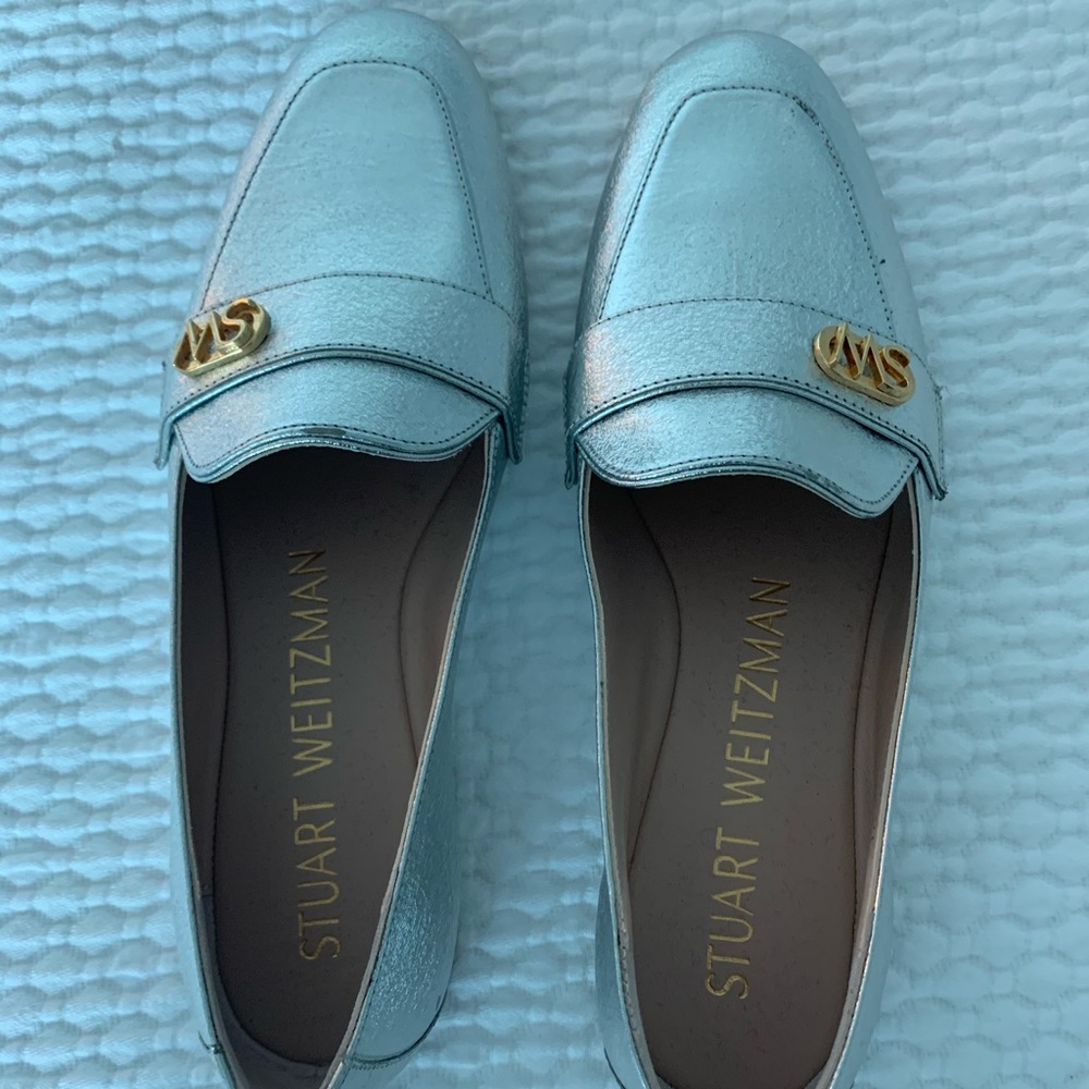 Stuart Weitzman silver flat shoes